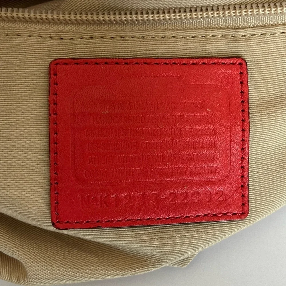 COACH Legacy Signature Courtney Hobo Bag Khaki Coral Large